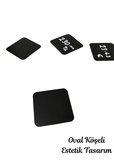 10 Adet Silinebilir Karatahta Mini Siyah Etiket 5 x 5 CM Yapışkanlı