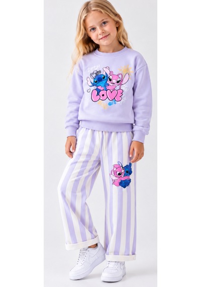 İrem Kız Çocuk Love Yazılı Desenli Eşofman Altı Çizgili Modelli Duble Paça Model Lila Renk Eşofman Takımı İrem Kız Çocuk Love Yazılı Desenli Eşofman Altı Çizgili Modelli Duble Paça Model Lila Renk Eşofman Takımı