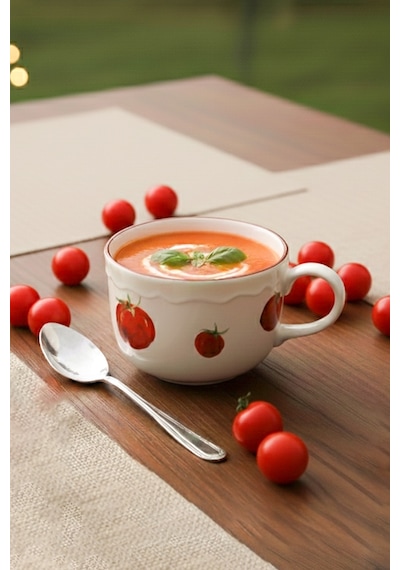Rakle x Bengi Kurtcebe Pomodoro Stoneware Çorba Kupası 11 cm