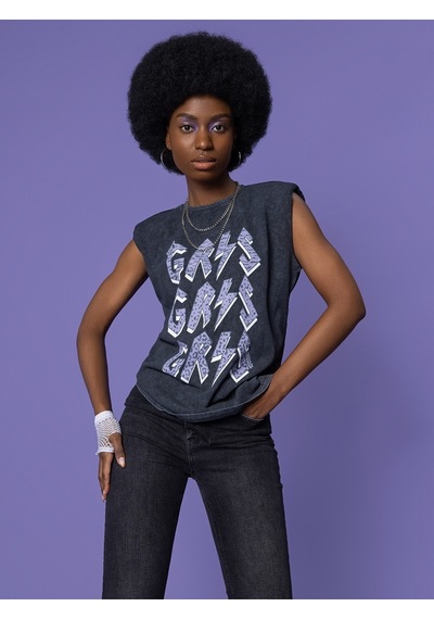 Loose Fit Kadın Tshirt K.kol Antrasit