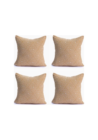 Lexroo Lüks 100% Pamuk Dekoratif Desenli Kırlent Kılıfı 4 Adet Set 45x45 Cm Çok Renkli