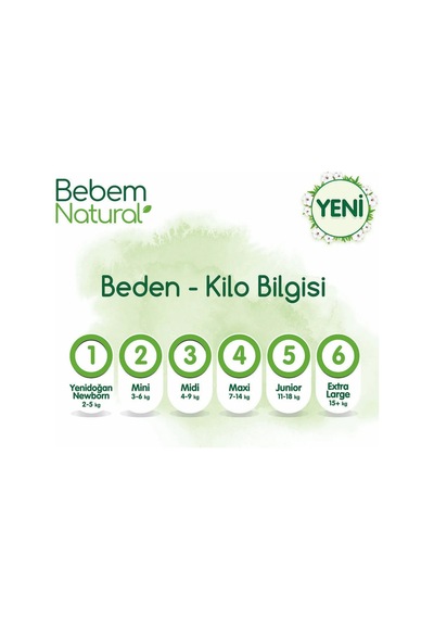 Bebem Bebek Bezi Natural Beden:4 7-14kg Maxi 208 Adet 4 Numara
