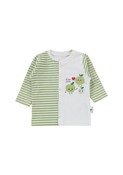 Nova Baby Yeşil Elma Kokulu Önden Açık 1-6 Ay Pijama Takımı - Ekru