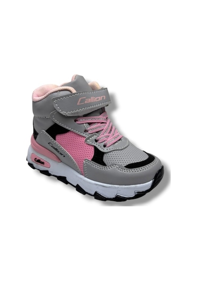 Callion 053-26 Deri Kürklü Patik Çocuk Spor Ayakkabı Buz Pembe Siyah 31-35 Füme