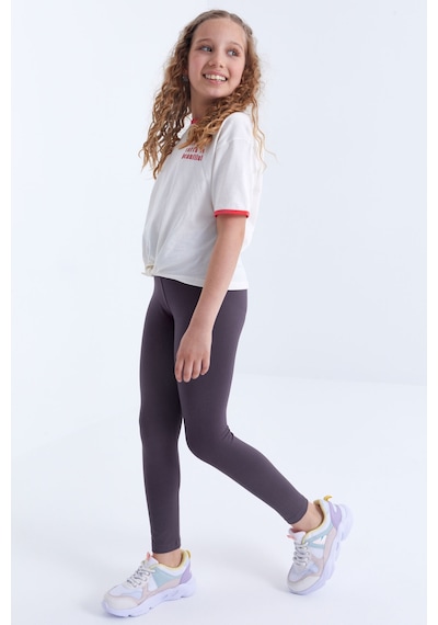 Tommylife Tommy Life Eflatun Yüksek Bel Dar Paça Kız Çocuk Tayt - 75047 Eflatun