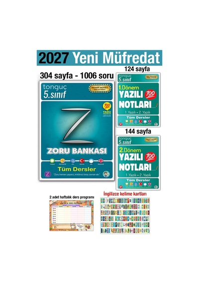 5. Sınıf 2027 Tüm Dersler Zoru Soru Bankası 1. 2. Dönem Yazılı Notları