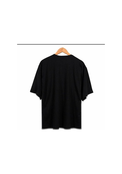 Flood Of Style Erkek Siyah Becks Baskılı Oversize Bisiklet Yaka Tshirt