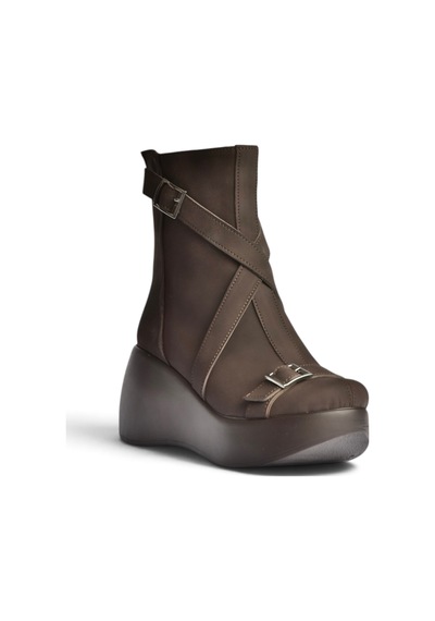 Fox Shoes Z946052701 Kahverengi Nubuk Dolgu Tabanlı Kadın Bot