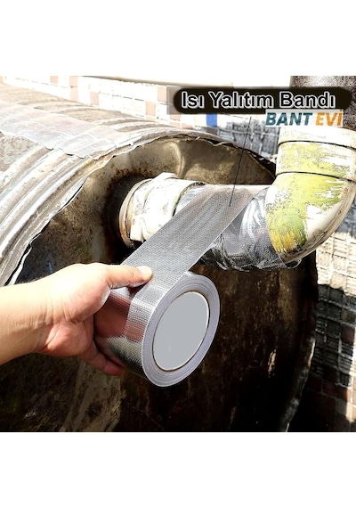 Evi Cam Elyaf Takviyeli Alüminyum Bant 10cmx5m 200c Yüksek Isıya Dayanıklı Tamir Bandı 10cm X 5metre