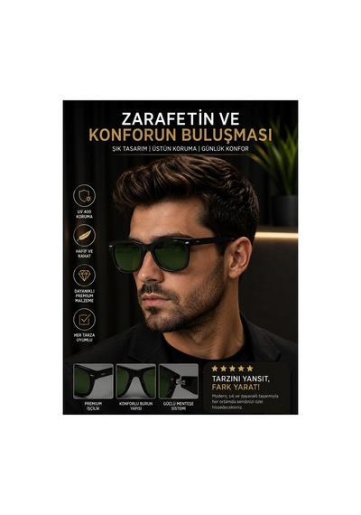 Wayfarer Model Üst Kaliteli Erkek Güneş Gözlüğü Siyah - 880341162 Siyah