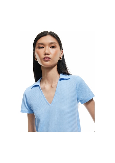 Koton Regular Fit Dokulu Kısa Kollu V Polo Yaka Tişört Mavi 5sak50352ek Mavi