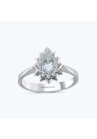 Altınbaş Pırlanta Mavi Topaz Damla Yüzük Pnf014dskt-14k