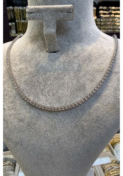 3 Mm Çelik Silver Renk Kolye 45 Cm Beyaz