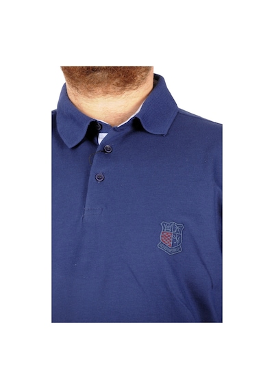 Mode Xl Battal Beden Erkek Tshirt Polo Yaka Nakışlı Klasik Pike 20553 Indigo 001