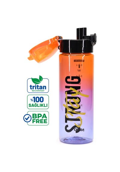 Su Matarası Tritan Geniş Ağız Su Şişesi Strong Spor Matarası Suluğu Bpasız 550 Ml Turuncu 0100