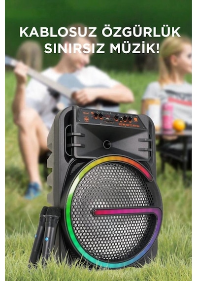 Bluetooth Hoparlör Rgb Işıklı Çift Mikrofonlu Kablosuz Speaker Kts-2170 Siyah