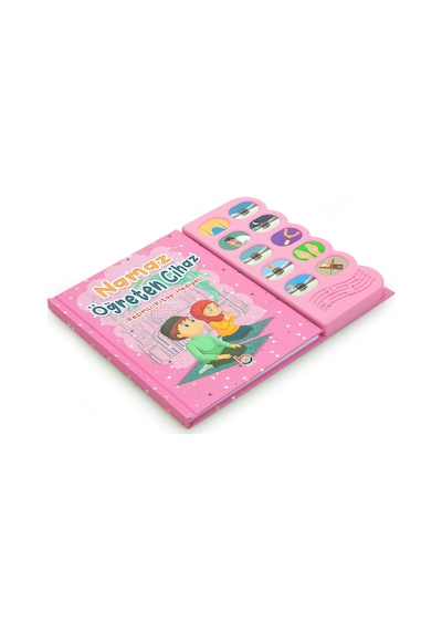 Namaz Öğreten Sesli Cihazlı Kitap Tesbihli Kızımın Çocuk Seccadesi Seti Pembe