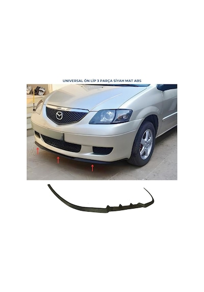 Universal Cupra Ön Lip Mat Siyah Abs 3 Parça Tüm Araçlara Uyumlu