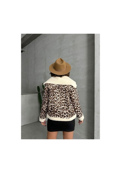 Verymoda Leopar Desenli Peluş Mont F1858 Leopar D1