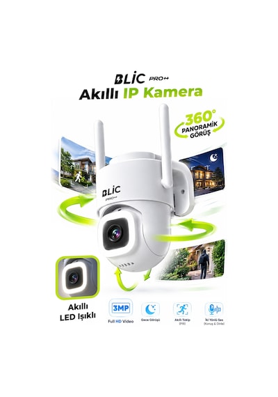 Blic Pro++ Blm-111 3 Mp Wi-fi Ptz Dış Mekan Ip Güvenlik Kamerası, Ip66, Gece Görüşü Ve Çift Yönlü Se