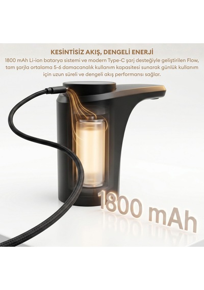 Pizen Flow Şarjlı Otomatik Damacana Su Pompası Tds Ölçer 250ml 500ml 1l 2l Ölçü Özellikli Siyah