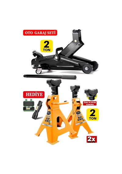 2ton X2 Adet Sehpa Tip Kriko Standı + 2ton Tekerlekli Kriko Garaj 2ton X2 Adet Sehpa Tip Kriko Standı + 2ton Tekerlekli Kriko Garaj