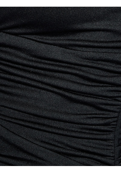 Koton Aksesuar Detaylı Uzun Kollu Slim Fit Derin V Yaka Maxi Bodycon Elbise Siyah 6wak80326ek Siyah