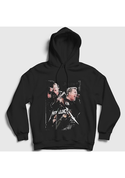 Presmono Unisex James Hetfield Metallica Kapüşonlu Sweatshirt Siyah