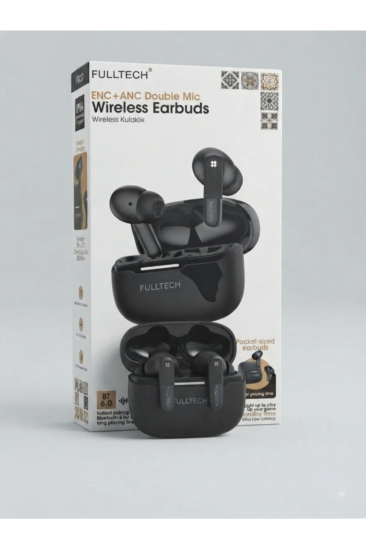 Enc + Anc Double Mic Wireless Earbuds - Çift Mikrofonlu Kablosuz Kulaklık Bt 6.0, Enc Ve Anc Özellikli, Uzun Pil Ömrü