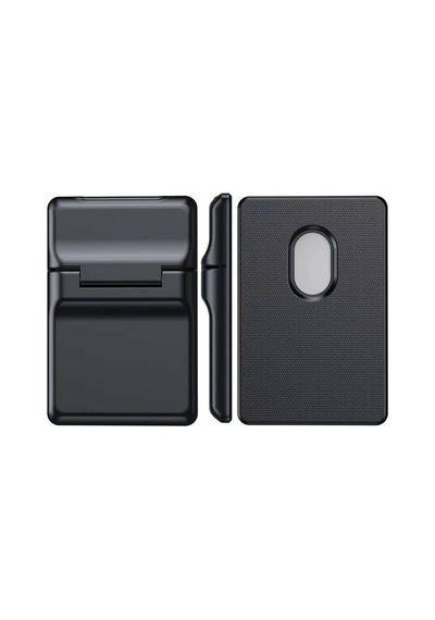 Lexroo Crd-05 Sade Tasarımlı 2 Hazneli Pu Magnetik Standlı Kartlık - Siyah