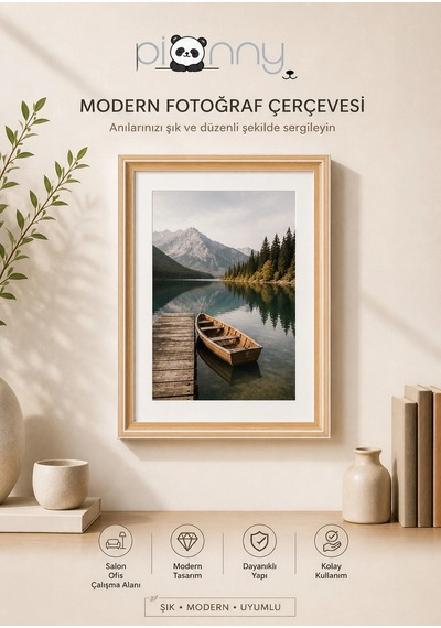 Pionny A4 Ahşap Çerçeve 21x29,7 Cm Açık Kahverengi - Beyaz
