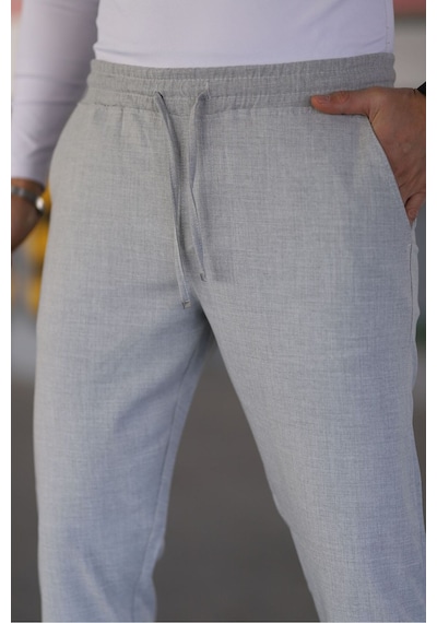 Bürke Erkek Gri Renk Beli Lastikli Bağcıklı Esnek Fitted Jogger Pantolon Kumaş Pantolon Bürke Erkek Gri Renk Beli Lastikli Bağcıklı Esnek Fitted Jogger Pantolon Kumaş Pantolon