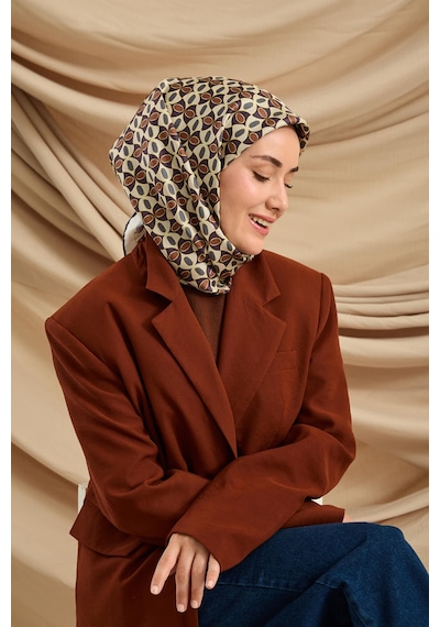 Silk Home Twill İpek Eşarp 11481-07 Bej, Mor, Kahverengi, Petrol Mavi