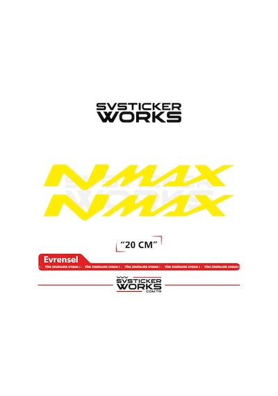 Yamaha Nmax Uyumlu Yazı Sticker Yüksek Kalite Özel Kesim Folyo 2'li Set Sarı