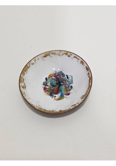 Antika Cloisonne Minyatür Tabak 6cm 167 Beyaz