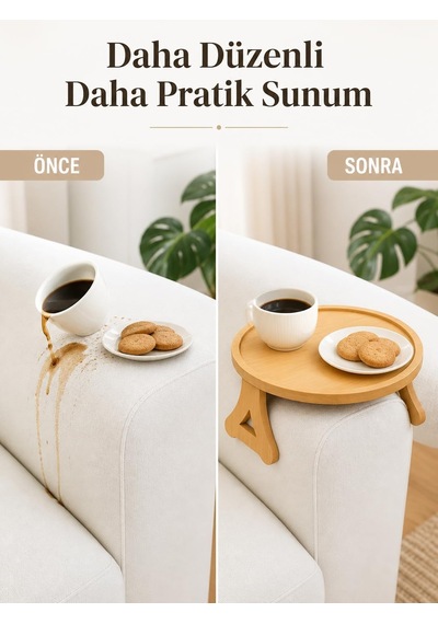 Koltuk Yan Sehpa Katlanabilir Ayaklı Servis Tepsisi Kahve Çay Sunum Tepsisi Kahvaltı Tepsisi Çok Amaçlı Ev İçi Kullanım Pratik Sehpa Yuvarlak Çok Renkli