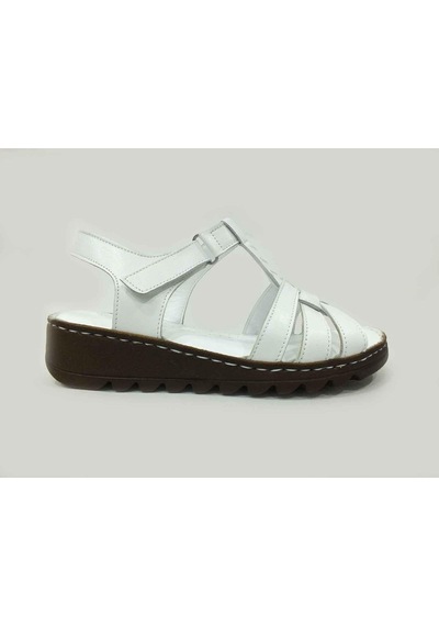 Marine Shoes Hakiki Deri Kadın Sandalet Beyaz 86 017