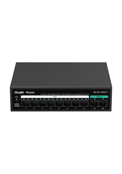 Ruıjıe Reyee Rg-es110fg-p 10 Port, 8 Port Megabit Poe, 110w, 2 Port Gigabit Uplink, Switch