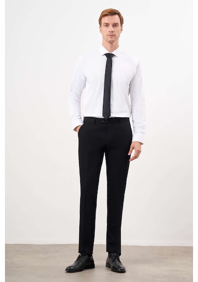 Morven Siyah Basic Düz Slim Fit 3lü Takım Elbise Slim Fit Gömlek Düz Kravat 99mc001031001 Siyah