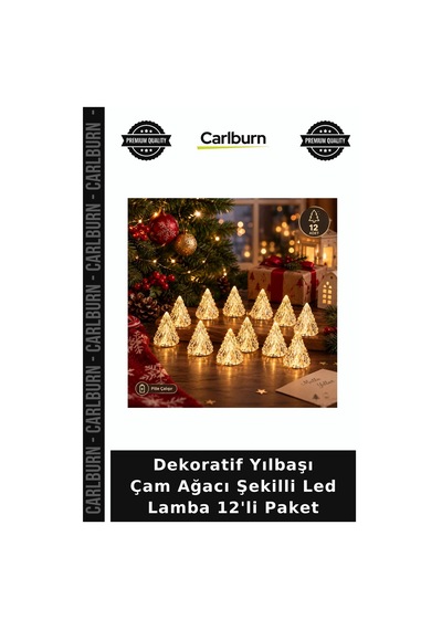 Özel Üretim Dekoratif Yılbaşı Çam Ağacı Şekilli Led Lamba 12'li Paket Ev Dekoru Parti Süsü