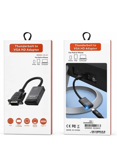 Usb Type-c Thunderbolt To Vga Adaptör Görüntü Aktarım Dönüştürücü Vc-01