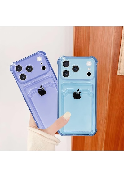 İphone 17 Pro Uyumlu Kamera Korumalı Kartlıklı Köşeleri Airbag Tasarımlı Darbe Önleyici Mor