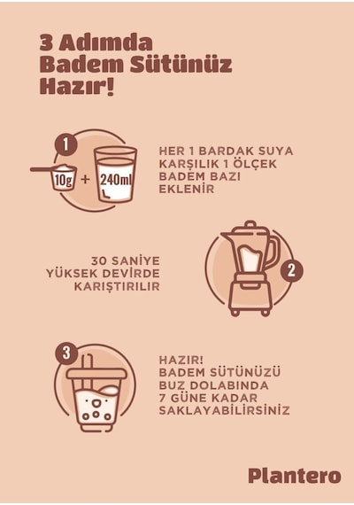 6'lı Paket Badem Sütü Bazı Konsantre Bitkisel Süt 250gr, %100 Badem, Şekersiz
