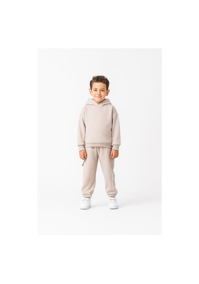Tuffy Kids Ekru Erkek Çocuk Eşofman Takımı Kapüşonlu Rahat Kalıp Ekru