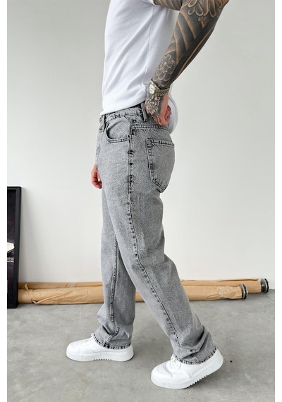 Açık Gri Basic Baggy Pantolon