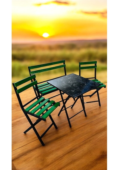 Modern Balkon Bahçe Mutfak Bistro Set Katlanır Masa-sandalye Yeşil
