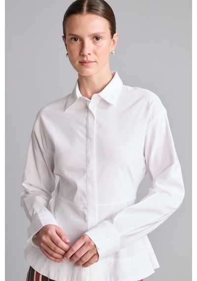 Defacto Fıtted Bengalin Peplum Uzun Kollu Gömlek I4741ax26auwt36 Beyaz-wt36