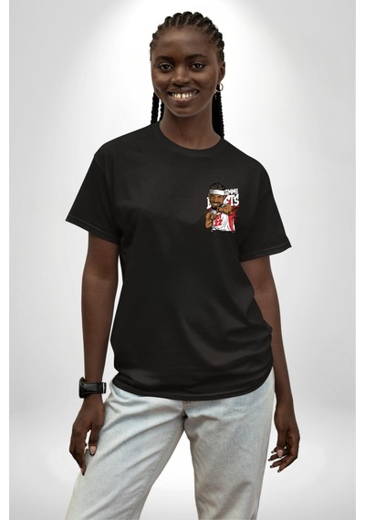 Jimmy Butler Basketbol Siyah Oversize Unisex Ön Sol Yan Minimal Baskılı Tişört Koyu Siyah