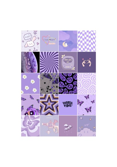 Aesthetic Lila Çoklu Sticker Seti Diğer