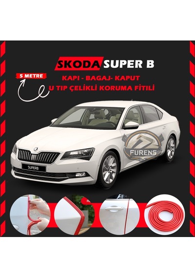 Skoda Superb Oto Araç Kapı Koruma Fitili 5 Metre Parlak Kırmızı Renk